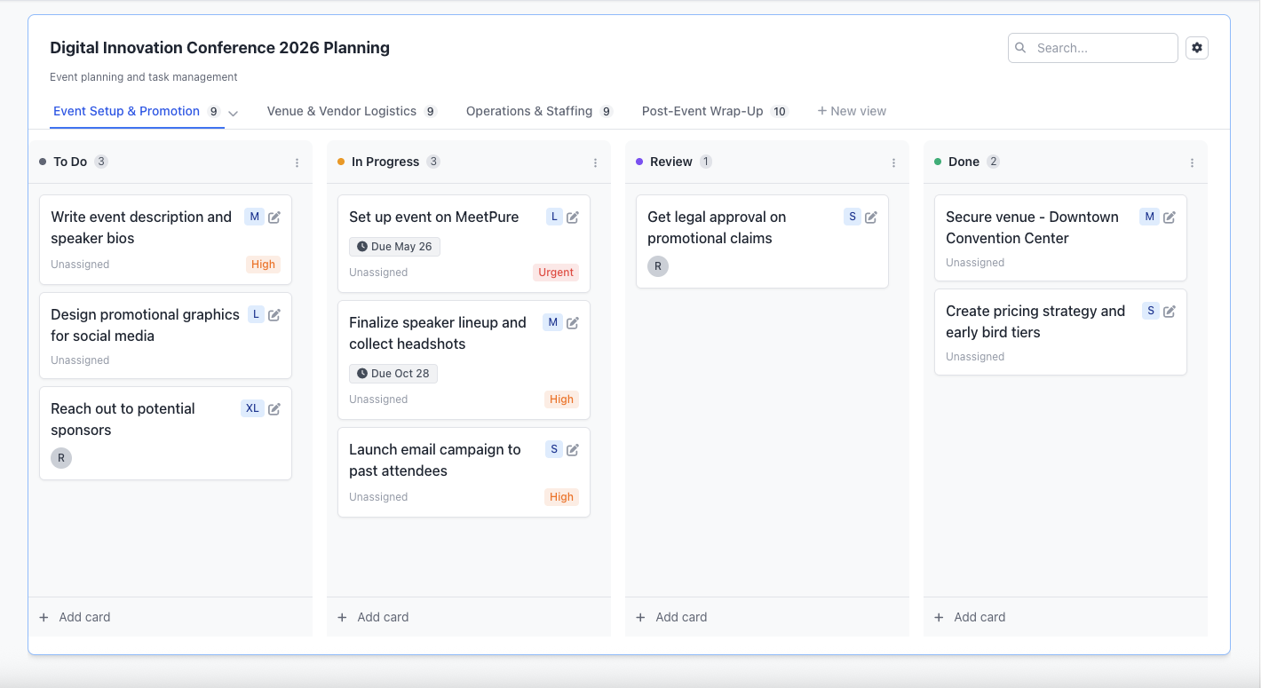 Event Planning Project Board - Task Management